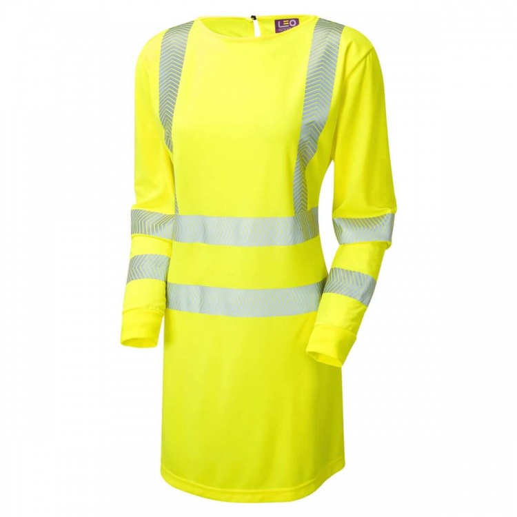 Leo Workwear MT01-Y ISO 20471 Class 3 Coolviz Plus Modesty Tunic Yellow